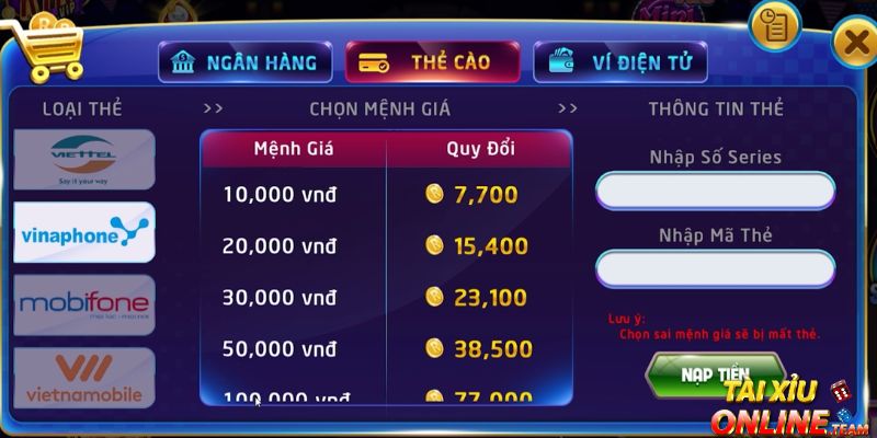 Bước 3: Nạp tiền vào tài khoản
