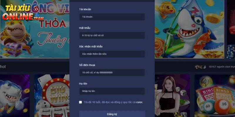 Điền thông tin cá nhân khi chơi tài xỉu online uy tín đăng ký bet gtxo