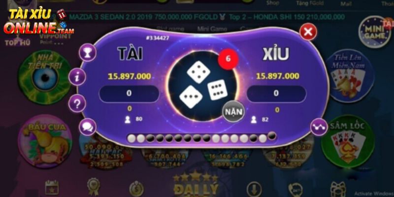 Giao diện game tài xỉu tại các cổng game online